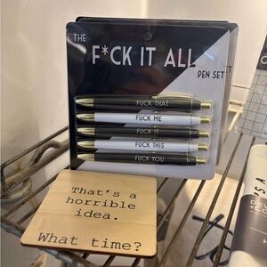“F**k it All” Black and White Pen Set with Bold Statements
